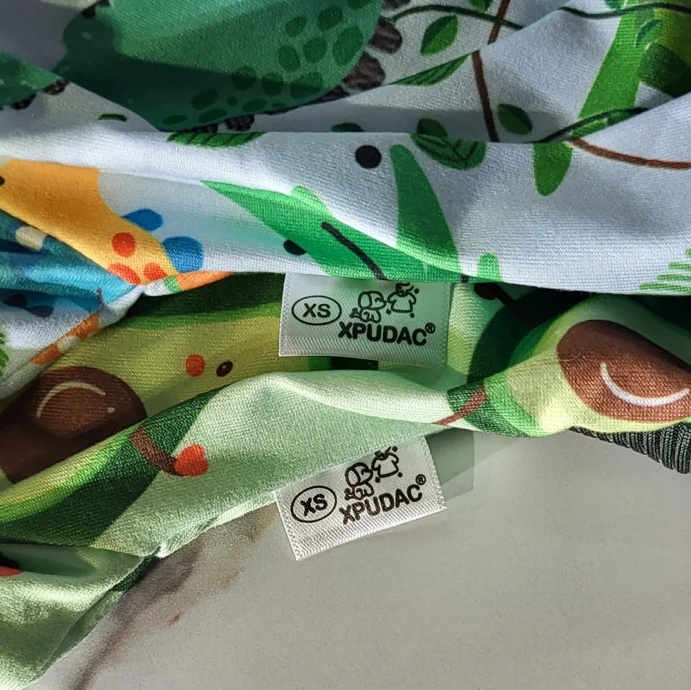 XPudac NWOT Dog 2pc Avocado & Dinosaur Print Full Body Pajama Set Size XS